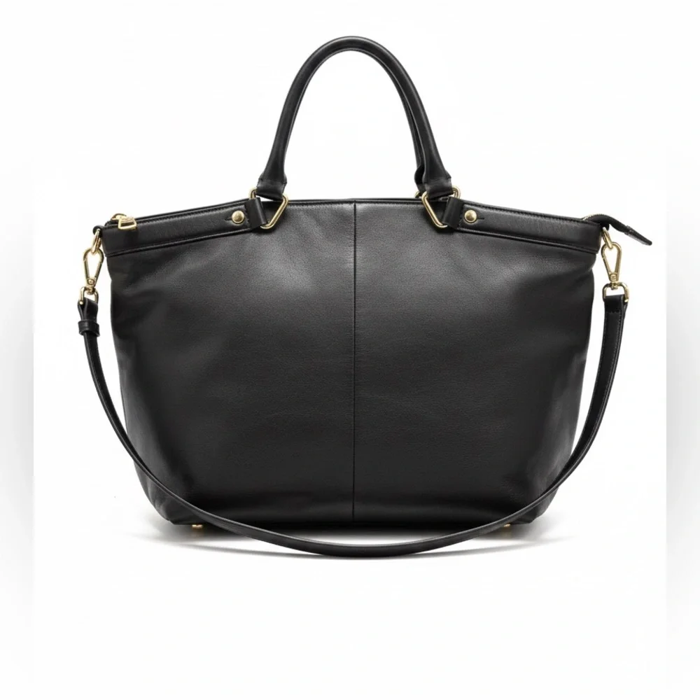 Kate Spade New York Staci Large Black Leather Satchel Shoulder Bag Gold Hardware